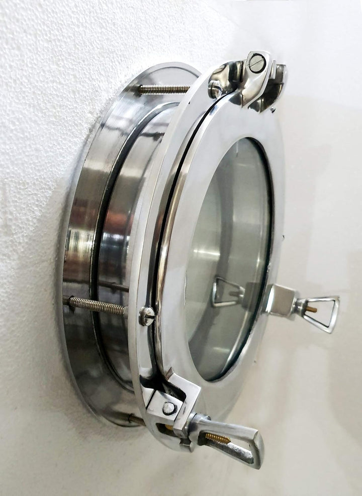 Marine Nautical Store Bullauge aus Glas, 30,5 cm, glänzend, silberfarben