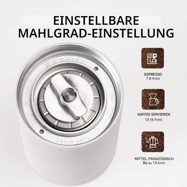 TIMEMORE Kaffeemühle manuell Edelstahl konische Grar handkaffeemühle mit faltbarem, Kastanie C3S PRO