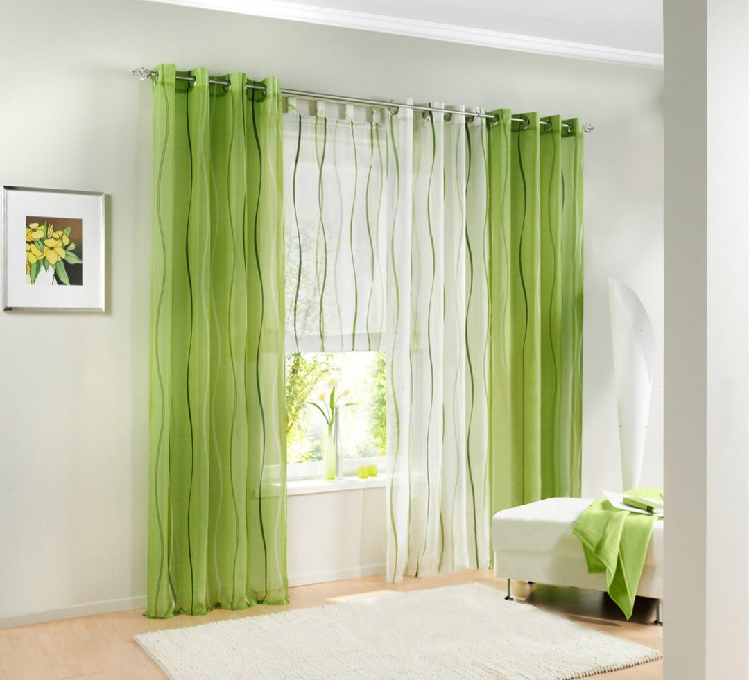BAILEY JO 1er-Pack Gardinen mit Wellen Druck Design Vorhang Transparent Voile Vorhänge (BxH 140x245c