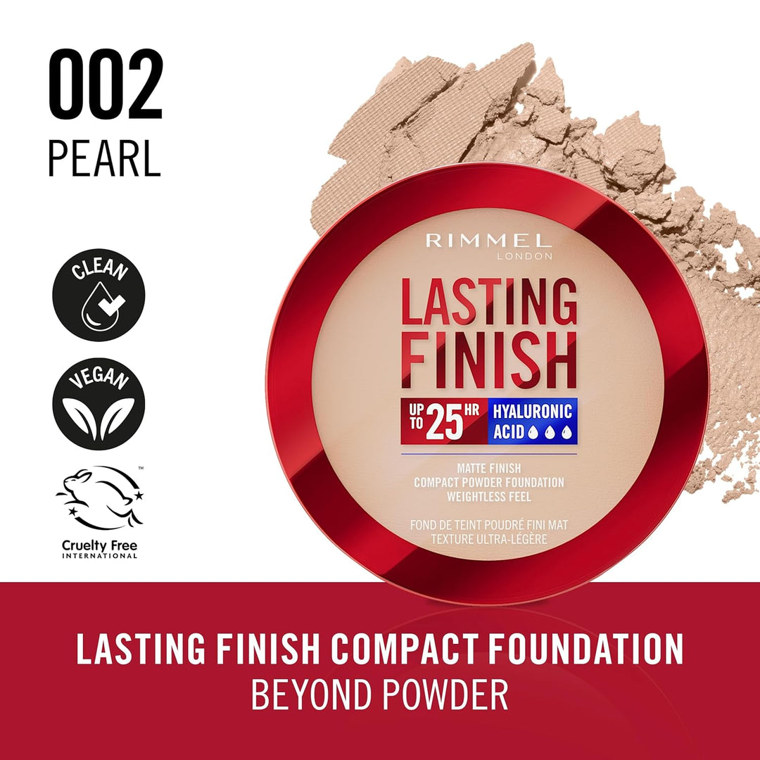 Rimmel Lasting Finish Compact Powder Foundation - 002 Pearl 002 Pearl 7 g (Confezione da 1), 002 Pea