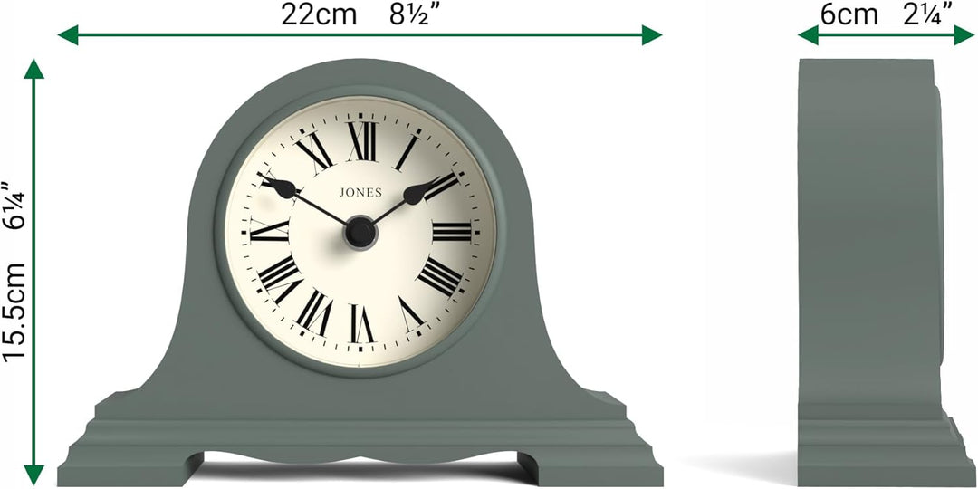 JONES CLOCKS® Speakeasy Tischuhr | Klassisches Napoleon|Hut|Design | Grün | Römische Ziffern | Tradi
