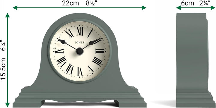 JONES CLOCKS® Speakeasy Tischuhr | Klassisches Napoleon|Hut|Design | Grün | Römische Ziffern | Tradi