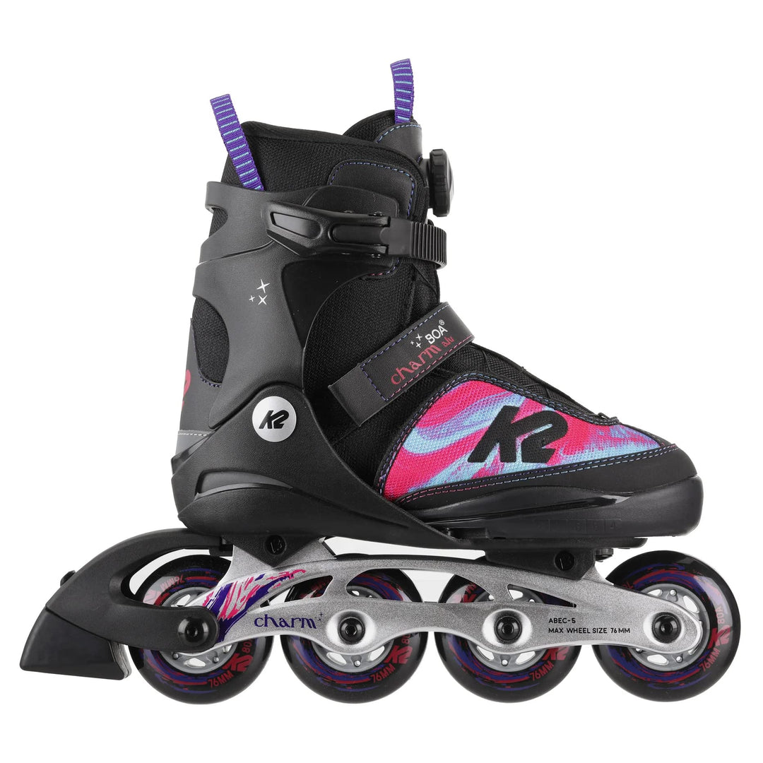 K2 Skates Mädchen Inline Skates CHARM BOA ALU, black - pink, 30F0120 black - pink M (EU: 32-37 / UK: