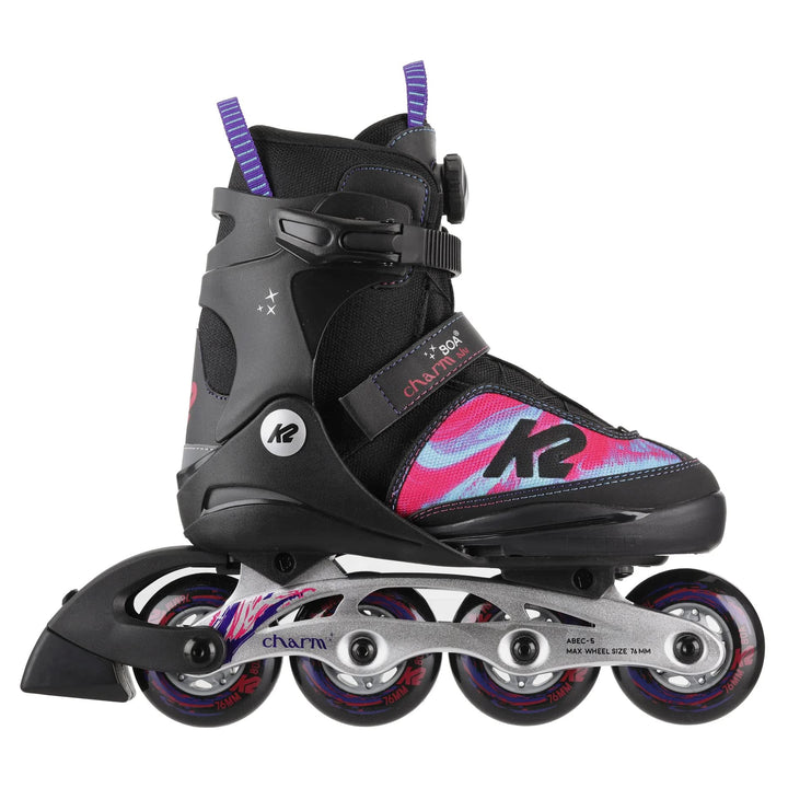 K2 Skates Mädchen Inline Skates CHARM BOA ALU, black - pink, 30F0120 black - pink M (EU: 32-37 / UK: