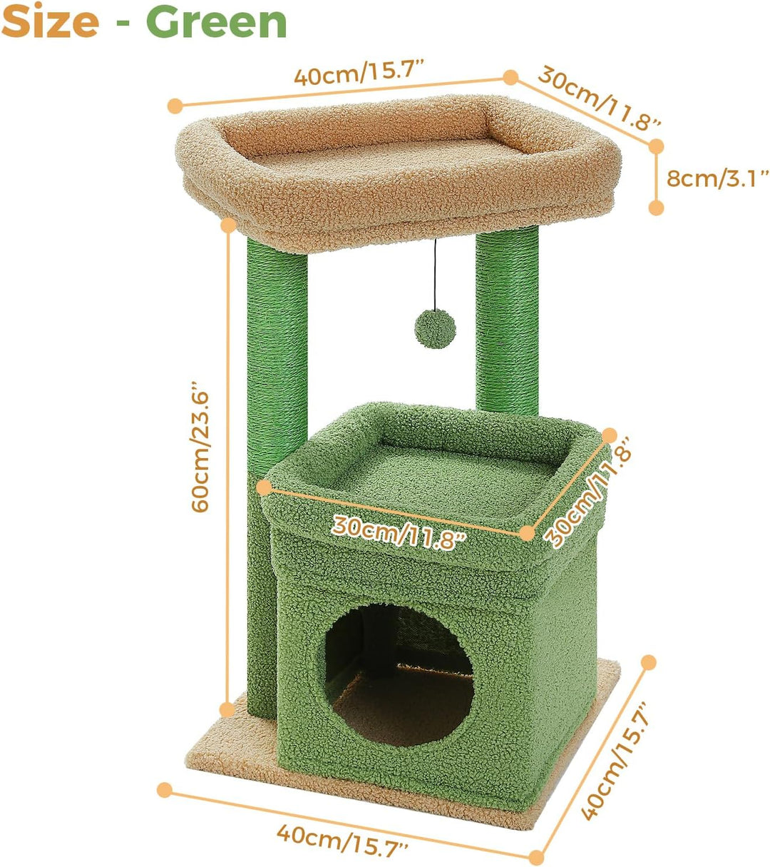 PAWZ Road Kleiner Katzenbaum, mehrstöckiger Katzenturm mit Sisal-überzogenem Kratzbaum, gemütlicher
