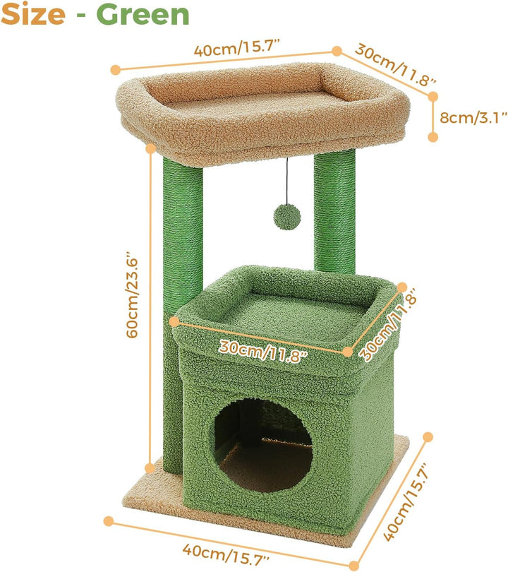 PAWZ Road Kleiner Katzenbaum, mehrstöckiger Katzenturm mit Sisal-überzogenem Kratzbaum, gemütlicher