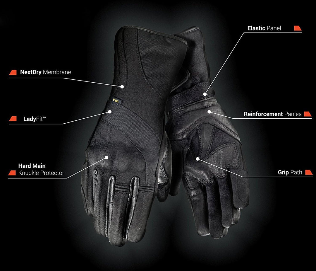 Shima UNICA WP Frauen Damen Motorradhandschuhe Leder Touring Membran Wasserdicht ( XS-L, Schwarz), M