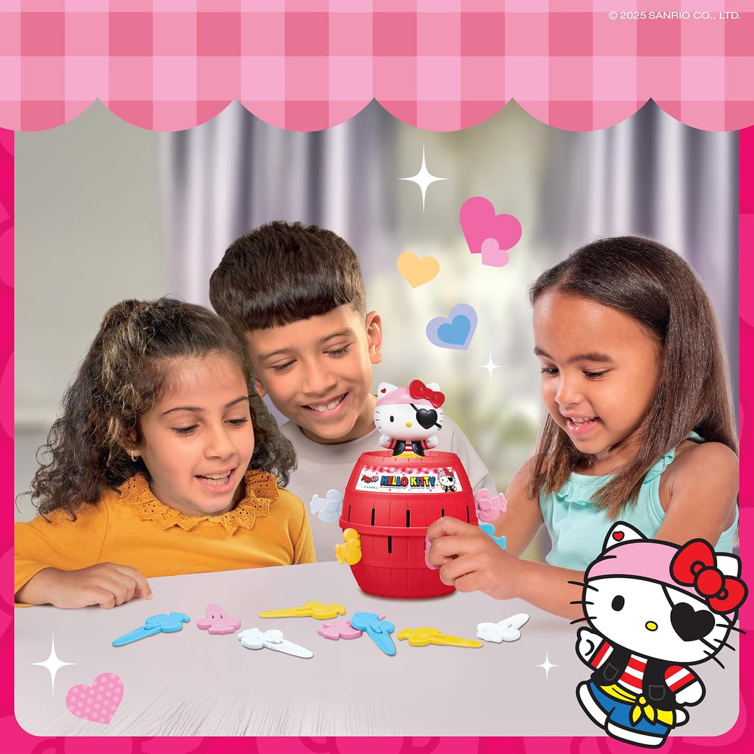 TOMY Pop Up Hello Kitty Spiel, Kinder-Actionspiel mit Schleifen, Überraschungs-Steckspiel, Lustiges