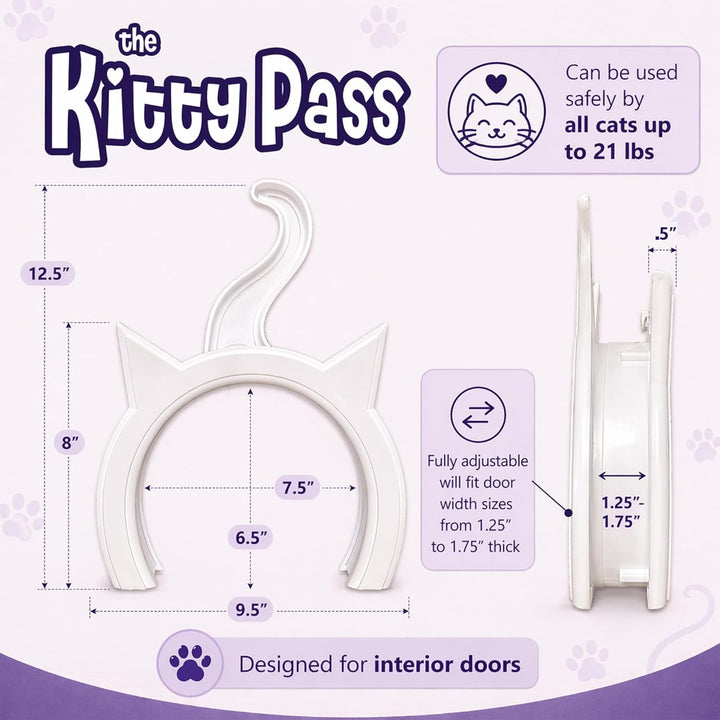 The Kitty Pass Katzentür für Katzen mit einem Fassungsvermögen von bis zu 7 kg Weiss, Weiss