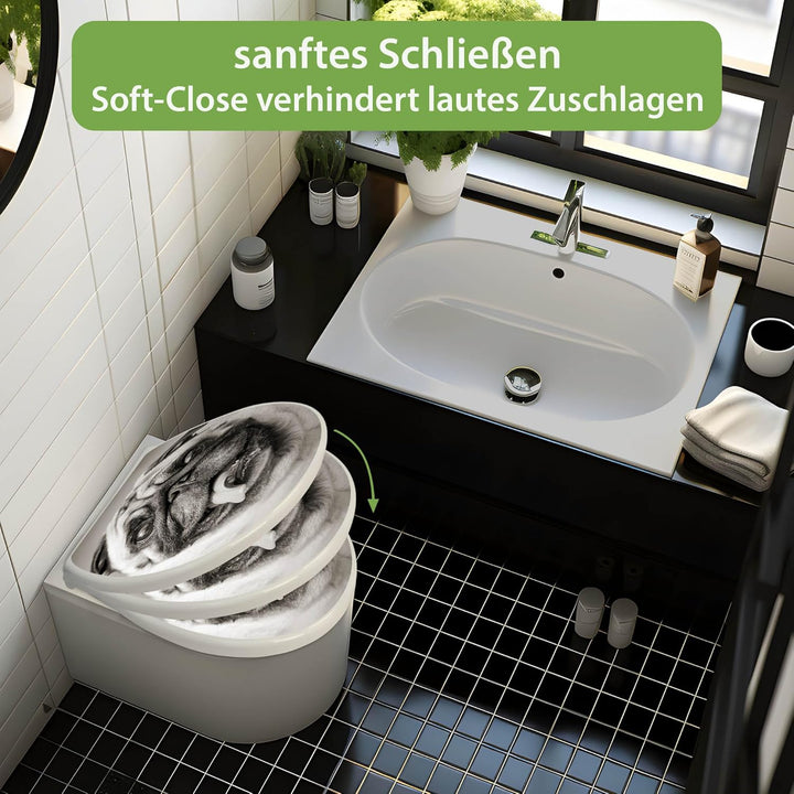 banjado Toilettendeckel mit Absenkautomatik 44,5x37cm - Soft Close Toilettensitz - WC Sitz mit Absen