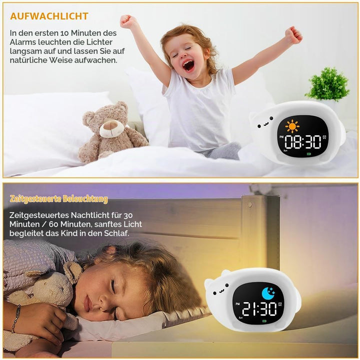 HOTUT Kinder Lichtwecker,Schlaftrainer Kinder mit Nachtlichtern,6 White Noise Kinderwecker,Digitaler