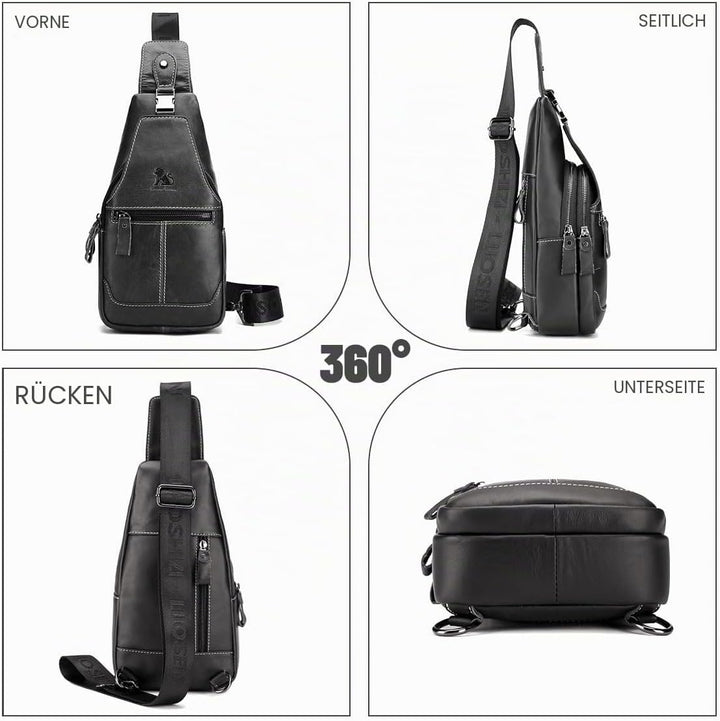 Herren-Brusttasche Umhängetasche aus Echtem Leder Sport und Freizeit im Freien Multifunktionale Vint