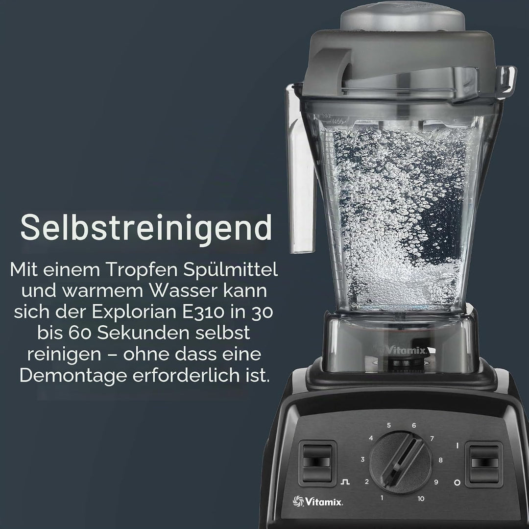 Vitamix E310 Explorian Mixer, professionelle Qualität, 1,4 l Behälter, Schwarz, Schwarz