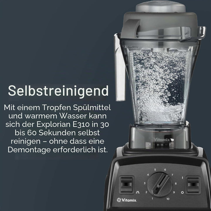 Vitamix E310 Explorian Mixer, professionelle Qualität, 1,4 l Behälter, Schwarz, Schwarz