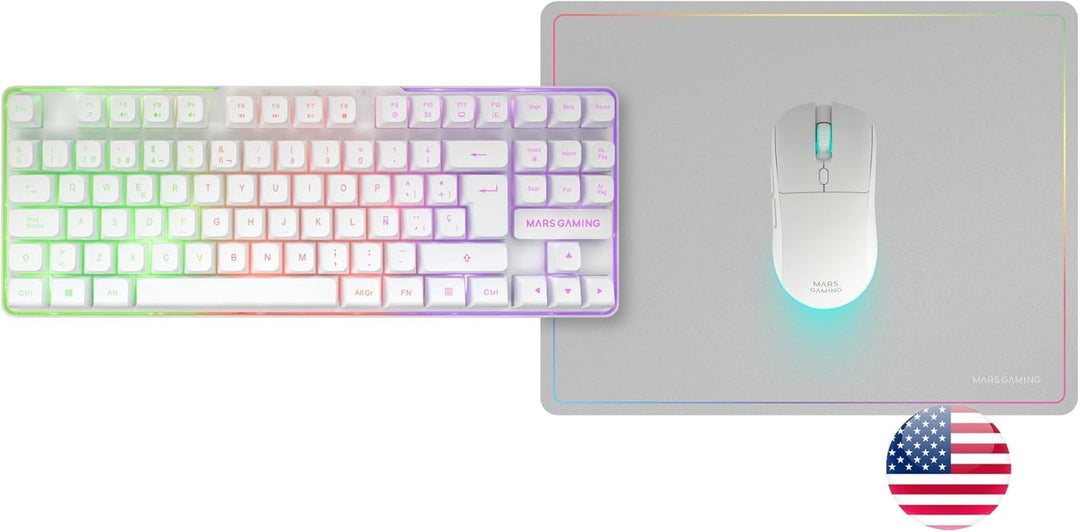 Mars Gaming MCPWTKL, Kabelloses Gaming-Combo, DualPro Link 2.4GPRO-Technologie, TKL FRGB Rainbow Tas