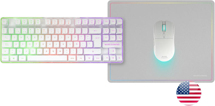Mars Gaming MCPWTKL, Kabelloses Gaming-Combo, DualPro Link 2.4GPRO-Technologie, TKL FRGB Rainbow Tas