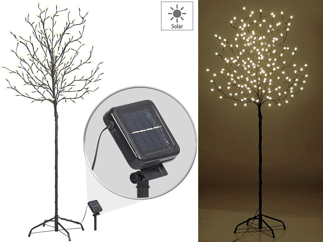 Lunartec Solarbaum: XL-Solar-LED-Lichterbaum mit 200 beleuchteten Knospen, 150cm, IP44 (Solarbaum Ga