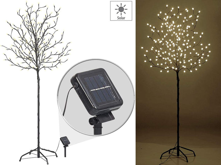 Lunartec Solarbaum: XL-Solar-LED-Lichterbaum mit 200 beleuchteten Knospen, 150cm, IP44 (Solarbaum Ga