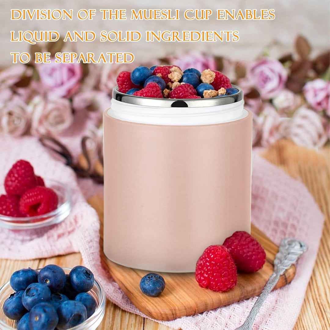 Chedin Müslibecher To Go mit Deckel, Edelstahl Porridge Becher 730ml Auslaufsicher joghurtbecher to