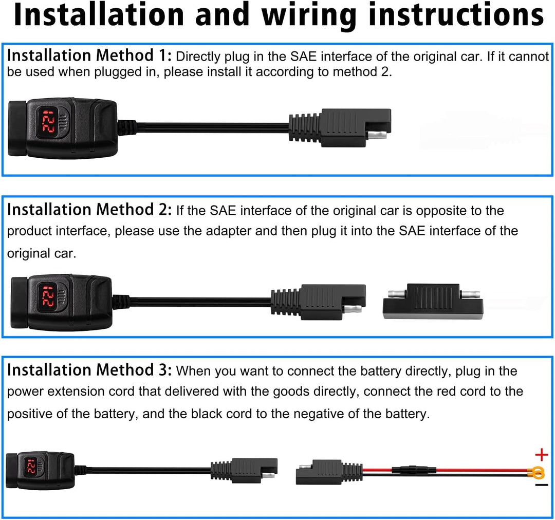 RUIZHI USB Steckdose 12V Kfz-Ladegerät, Dual-USB-Ladegerät für Motorrad QC3.0 mit wasserdichtem Volt