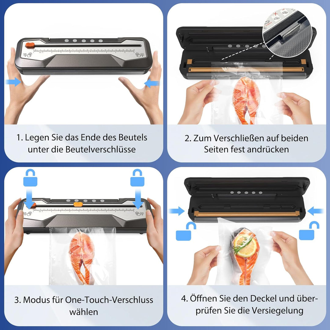 OidoZac vacuum Vakuumiergerät, automatisches Lebensmittel- Folienschweissgeräte, 5 Modi mit 15 Versi