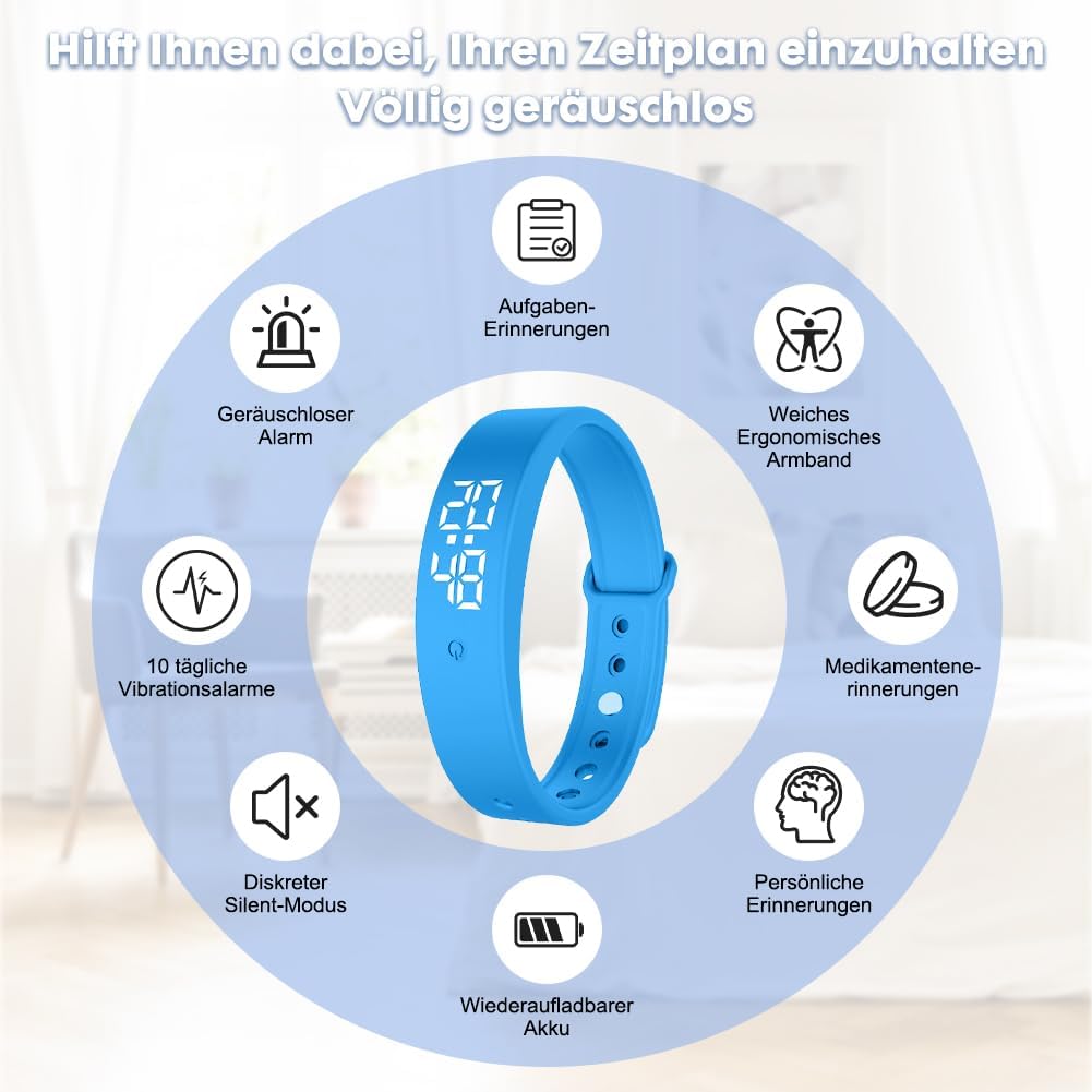 Vibrationsalarm Erinnerung Uhr, Vibrationswecker Armband, Silent Vibrating Alarm Reminder Watch mit