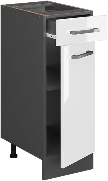 Vicco Küchenunterschrank R-Line, Weiss Hochglanz/Anthrazit, 30 cm ohne Arbeitsplatte Weiss Hochglanz