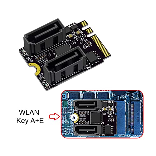cablecc NGFF Key A+E PCI Express auf SATA 3.0 6Gbps Dual Ports Adapter Konverter Festplattenverlänge