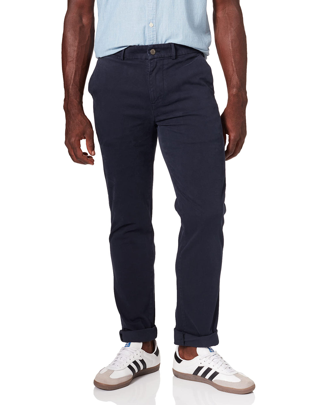 7 For All Mankind Herren Slimmy Chino Tap. Luxe Performance Sateen Olive Green Hose 28W / 30L Blau,