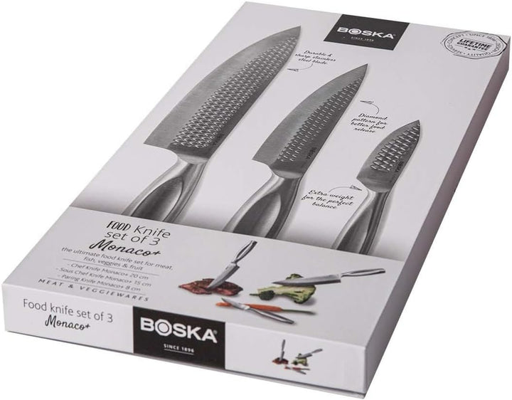 Boska Messerset Monaco+ / 3er-Set/Professionelle Küchenmesser/Edelstahl/Rasiermesserscharf/Ergonomis