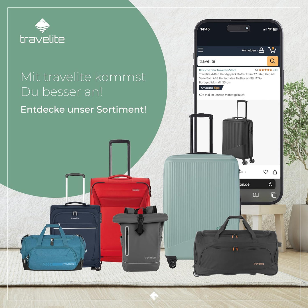 travelite 2-Rad Trolley Reisetasche Grösse L, Gepäck Serie BASICS FRESH: Weichgepäck Reisetasche mit