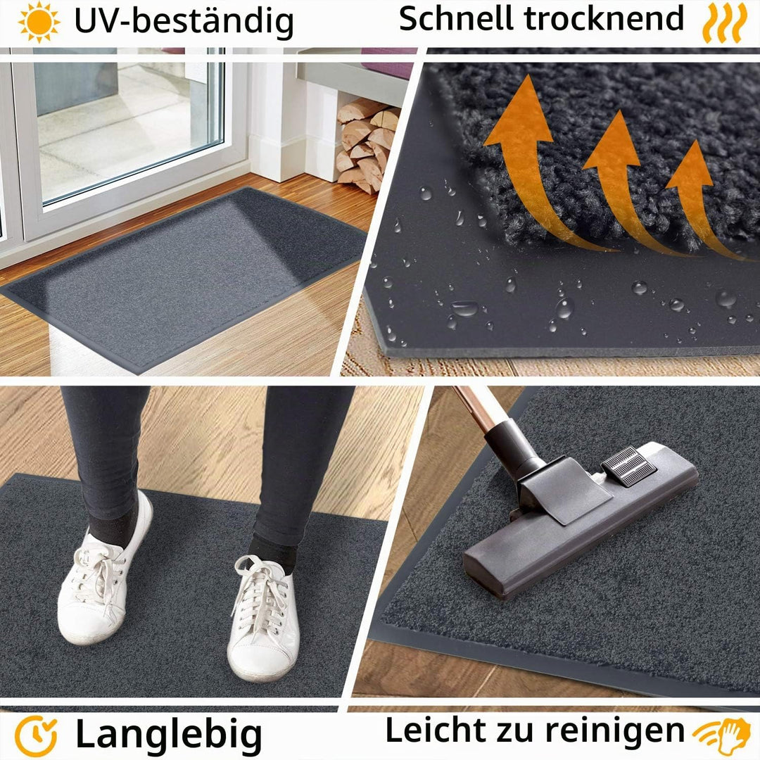 GadHome Fussmatte Anthrazit Grau 90x150 cm|Eingangstürmatte wasserdicht waschbar strapazierfähiger S