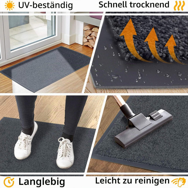 GadHome Fussmatte Anthrazit Grau 90x150 cm|Eingangstürmatte wasserdicht waschbar strapazierfähiger S