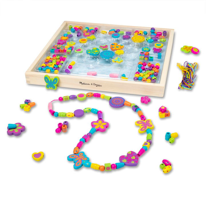 Melissa & Doug Bastelset Mädchen & Jungen | Armbänder & Ketten basteln Mädchen | Perlen zum Auffädel