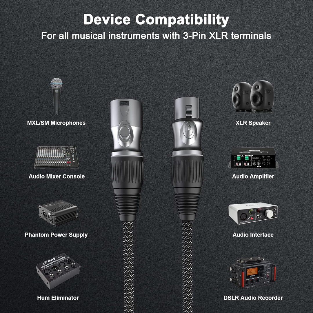 XLR auf XLR Kabel 8M, 3-Pin Mikrofonkabel XLR Stecker auf Buchse Verlängerungskabel Kompatibel mit M