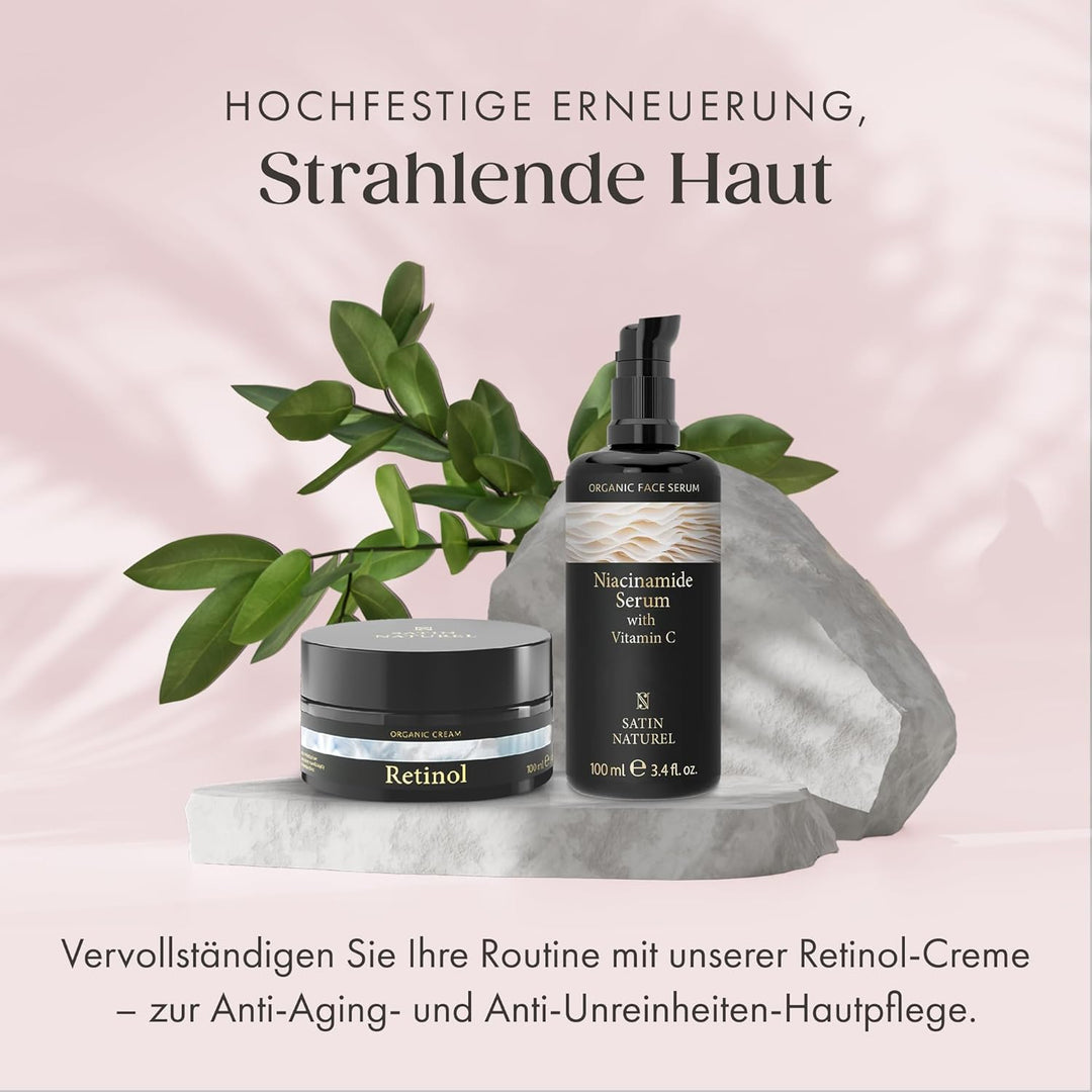 Satin Naturel Retinol Creme 100 ml | Mit Bio Aloe Vera, Salicylsäure &amp; Panthenol, Anti-Aging Feuchti