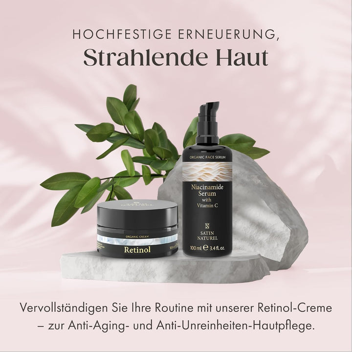 Satin Naturel Retinol Creme 100 ml | Mit Bio Aloe Vera, Salicylsäure &amp; Panthenol, Anti-Aging Feuchti