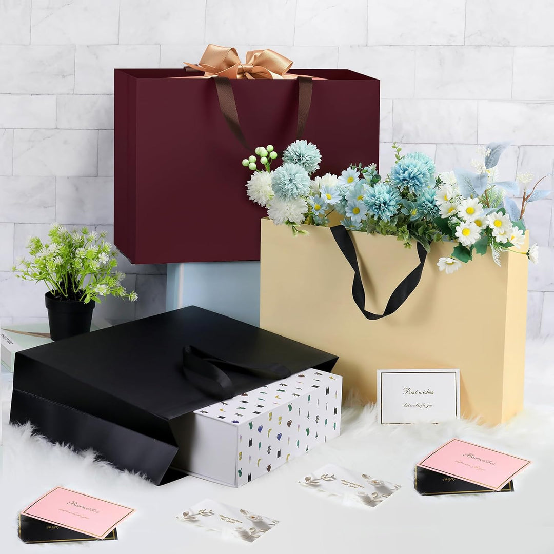 NAHRMY 10 Stück Extra Grosse Geschenktüte mit Henkel Gelb 43 x 32 x 13 cm, Geschenktüte Gross Papier