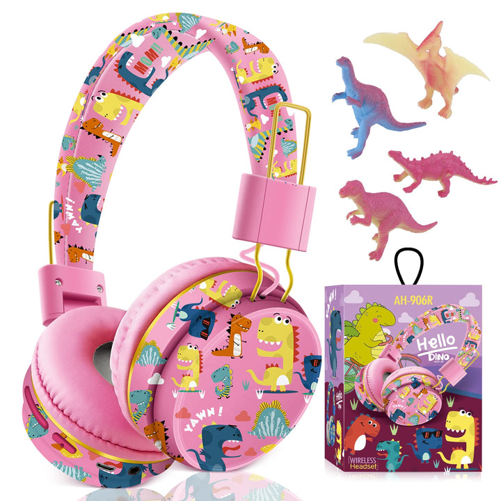 JYPS Bluetooth Kopfhörer Kinder, Dinosaurier Kopfhörer Kabellos Kinder mit Kabel und Mikrofon, Kids