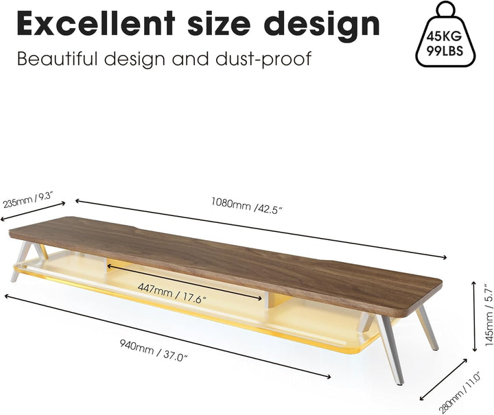 Fenge Monitorständer Riser mit Acrylablage und App-Steuerung LED Lights 108cm Grosser Computerstände
