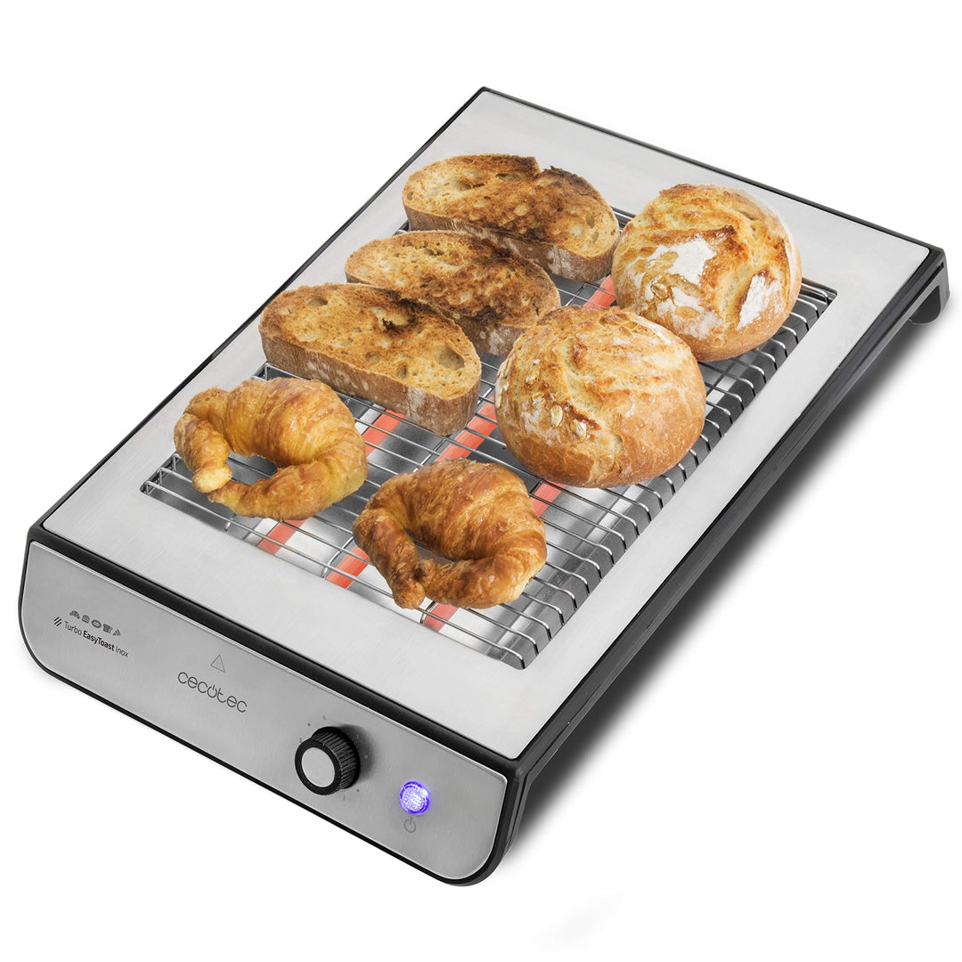 Cecotec Turbo Easy Toast Inox Flachtoaster. 3 Quarzheizkörper, 6 Leistungsstufen, Krümelschublade, K