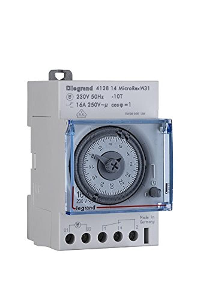 LEGRAND, Zeitschaltuhr MicroRex W31, mechanisch mit 7-Tages-Programm (Reiheneinbau-Zeitschaltuhr für