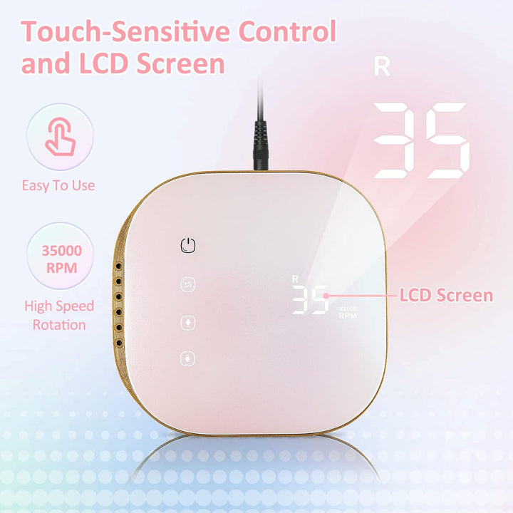 Madenia Bürstenlos Elektrische Nagelfräser 35000 U/min Professionell, Touch Profi Elektrische Nagelf