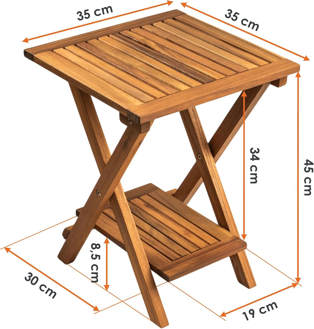 Spetebo Akazienholz Garten Beistelltisch klein geölt für Aussen 35 x 35 cm | Beistelltisch aus 100%