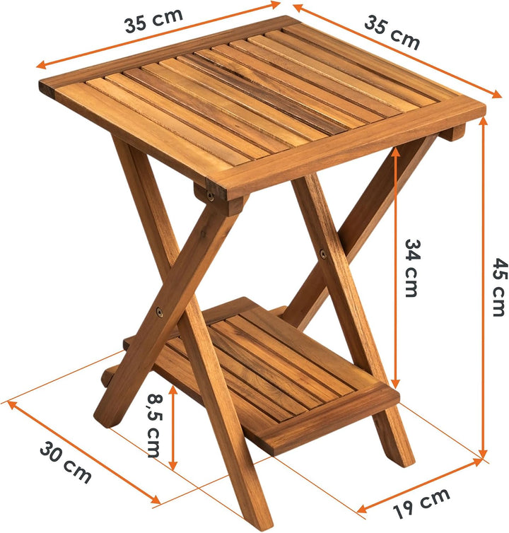 Spetebo Akazienholz Garten Beistelltisch klein geölt für Aussen 35 x 35 cm | Beistelltisch aus 100%