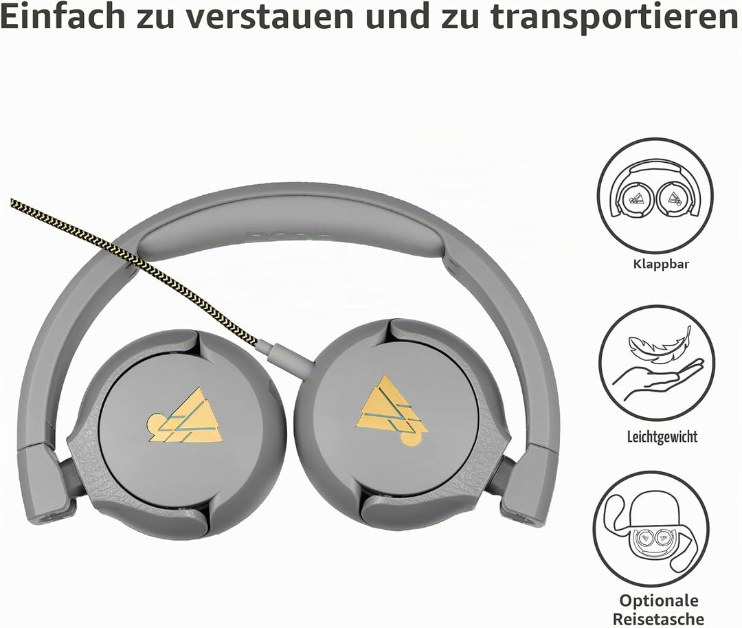 POGS-Kinderkopfhörer mit Kabel | The Elephant 2 | Faltbarer robuster Kinderkopfhörer ab 3 Jahren | L