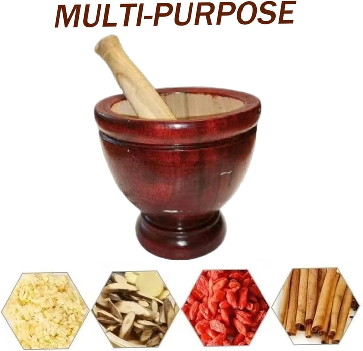 Mörser und Stössel aus Holz, 15, 2 cm, sicheres Handbuch, Natrua Holzmörser und Stössel-Set, thailän