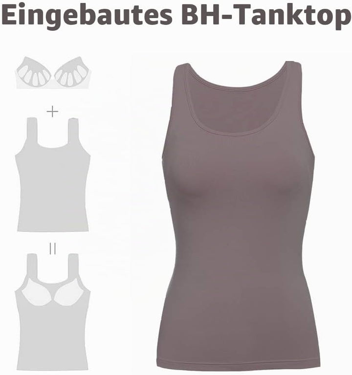 STARBILD Damen Unterhemd BH-Hemd Basic U-Ausschnitt Eingebauter BH Bügelloser Gepolstert Tank Tops,