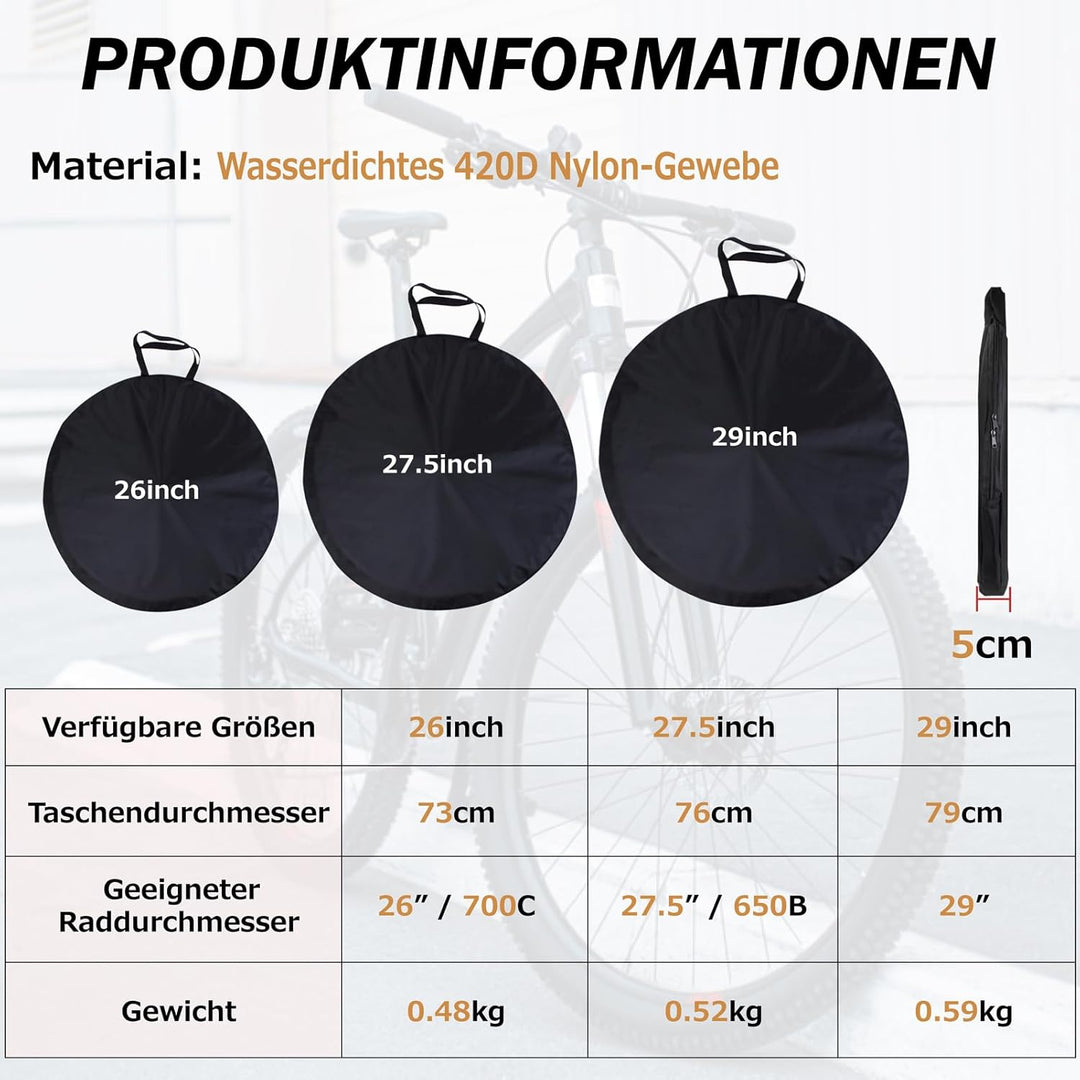 Azarxis Laufradtasche für 26 27,5 29 Zoll Laufräder, Wasserdicht Tragetasche Radtragetasche Wheel Ba