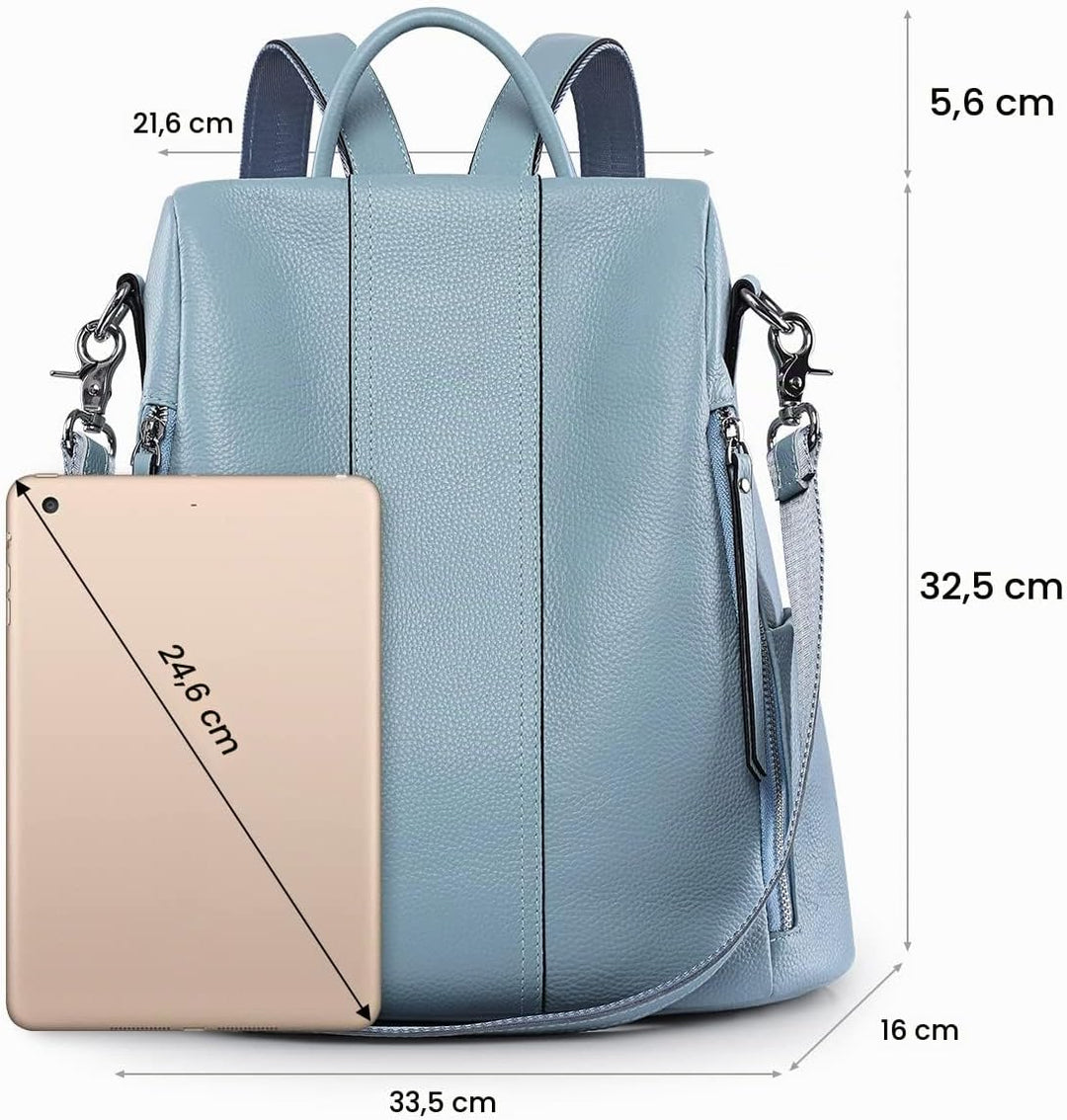 S-ZONE Damen Rucksack Echtleder Weiches Wasserdicht Anti Diebstahl Mode Rucksackhandtasche Casual Sc